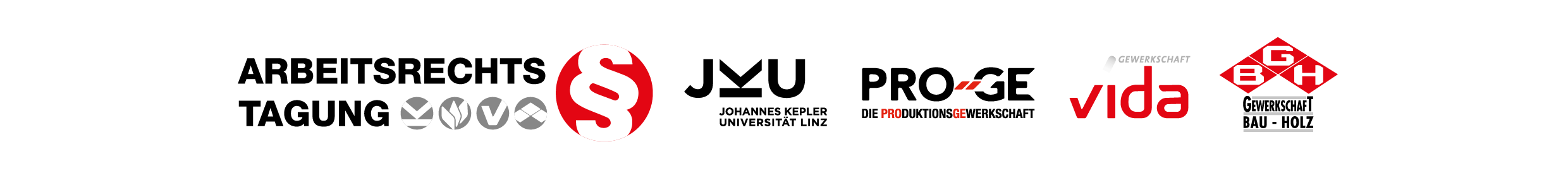 Logos ARBEITSRECHTSTAGUNG, Johannes Kepler Universität, PRO-GE, vida und GBH