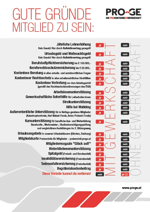Flugblatt "Gute Gründe, Gewerkschaftsmitglied zu sein"